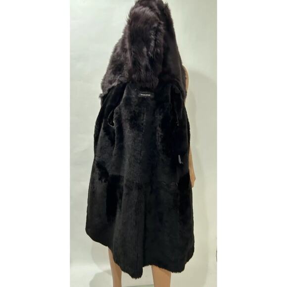Macrevis Genuine Lamp skin And Fur Jacket Size Medium Fur Lining Dark Brown - Picture 13 of 16